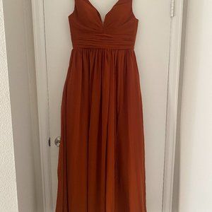 Maxi A-Line Chiffon Bridesmaid/ Wedding Guest Dress Burnt Orange